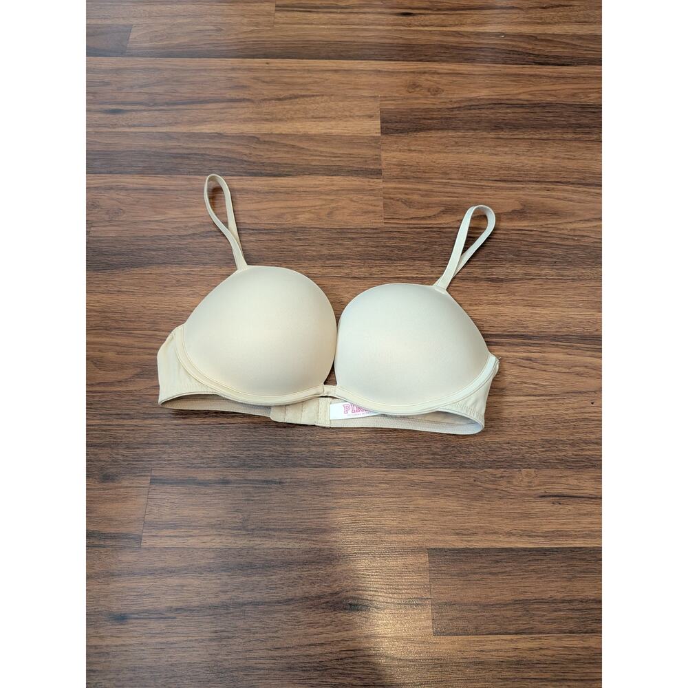 Victoria’s Secret PINK Wear Everywhere Push-Up Bra Size 34C In Nude Minimalist